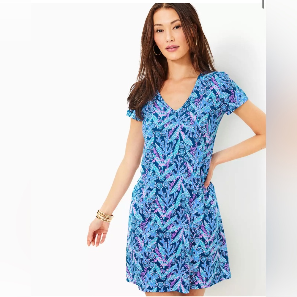 NWT!! Lilly Pulitzer V-Neck Etta Dress in Barton Blue Size XL